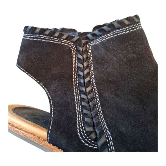 Sofft Leather Whipstitched Peep-Toe Booties Maleigha Black Suede 9.5 Comfort - Picture 13 of 15